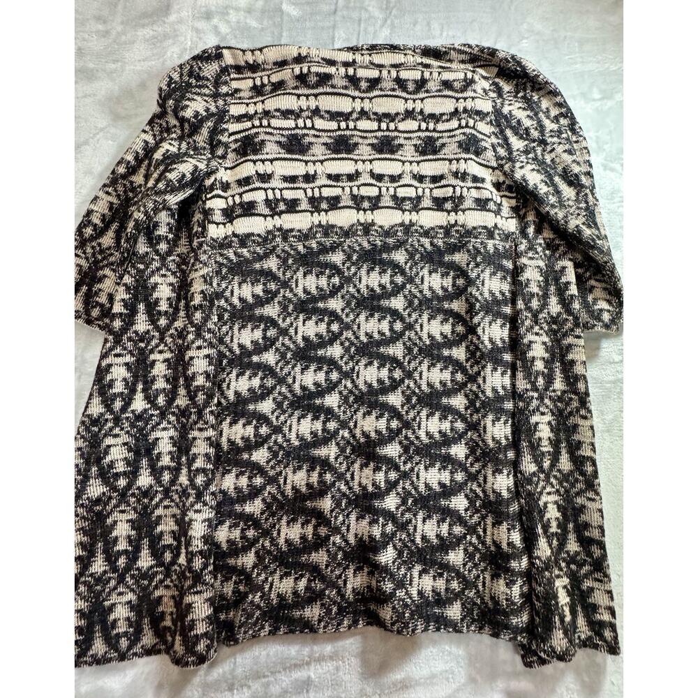 Peruvian Connection Womens Open Front Tunic Cardigan Sweater Ikat Black Sz M - Picture 10 of 11